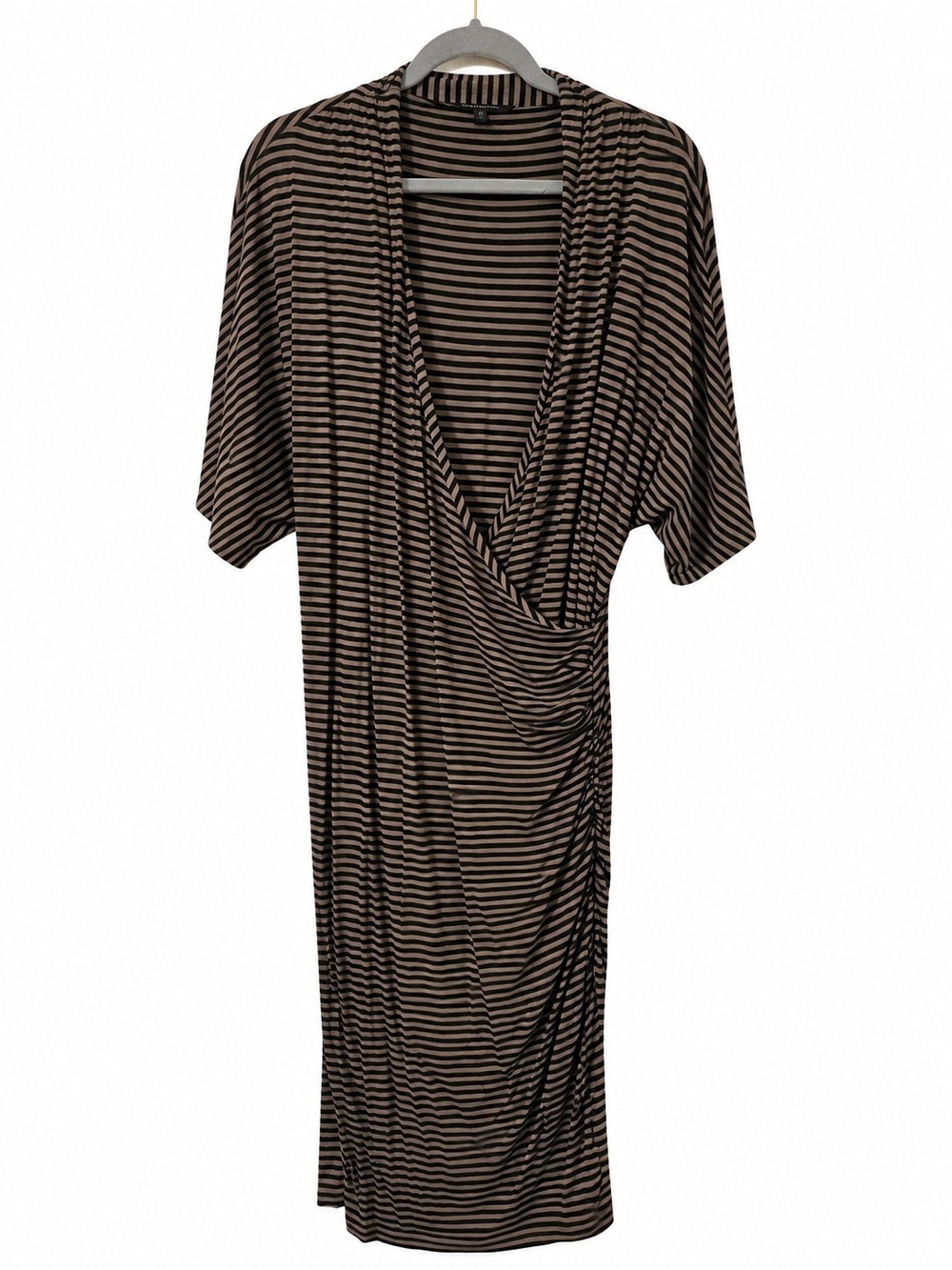 Banana Republic Striped Wrap-Style Midi Dress in Brown and Black